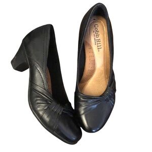 Cobb Hill Comfort Shoe Sz 9.5 W Black Heeled Leather Bow Detail Classic Pump